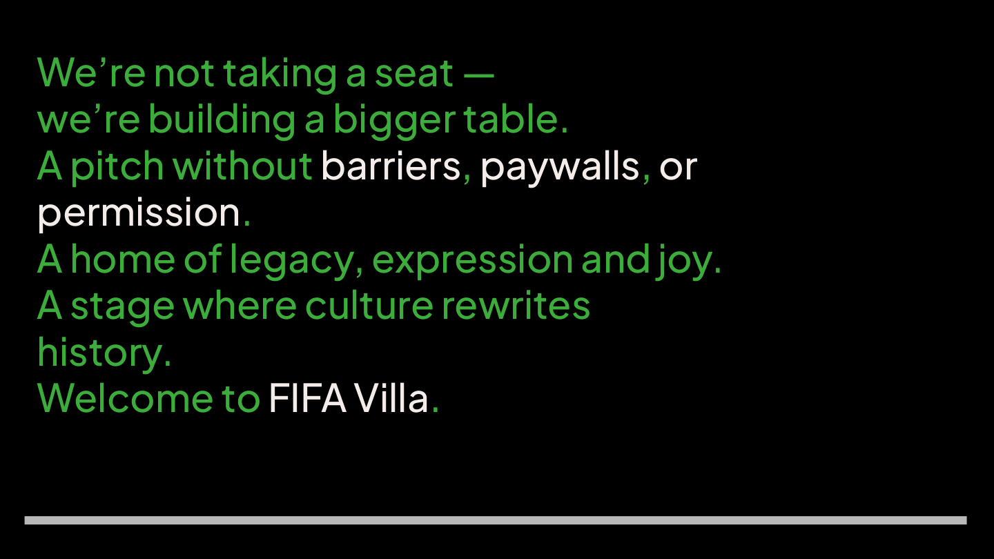FIFA Villa Slide 6 — Big Idea Detail